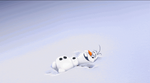Olaf making a snow angel